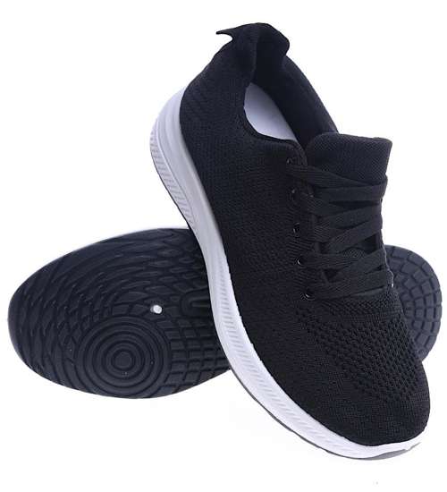 Sznurowane męskie czarne buty sportowe /E3-1 14193 S331/