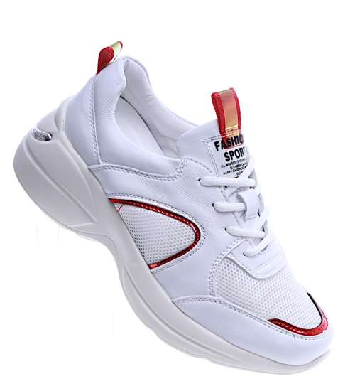 Białe sznurowane buty sportowe /D6-3 14259 T291/