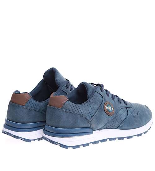Sznurowane niebieskie męskie buty sportowe /G8-3 15896 T482/