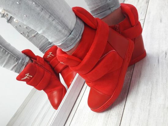 Sneakersy na koturnie Olivia /E5-3 Ae143 t528/ Czerwone