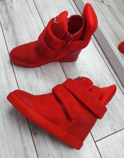 Sneakersy na koturnie Olivia /E5-3 Ae143 t528/ Czerwone