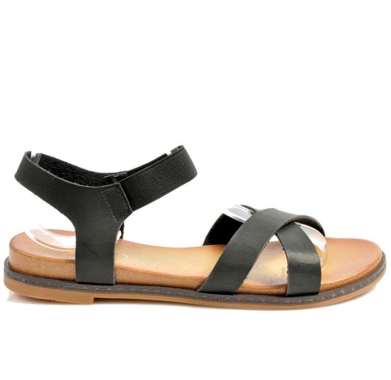 Wsuwane czarne sandały na płaskim obcasie /xx3520 S254/