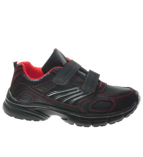 Czarne buty chłopięce z rzepami /G4-2 8512 S392/