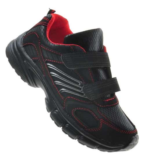 Czarne buty chłopięce z rzepami /G4-2 8512 S392/