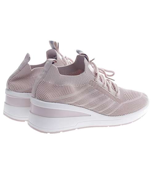 Różowe trampki sneakersy na koturnie /F6-2 13183 T395/
