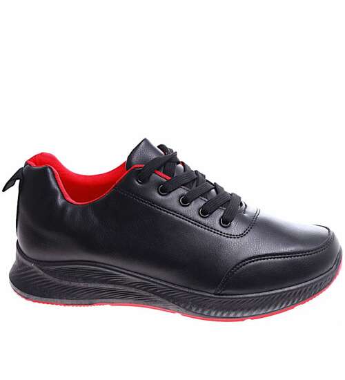 Czarno czerwone męskie buty sportowe /E8-1 16655 S390/