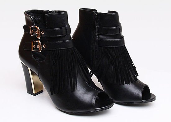 Sandały z frędzlami w stylu Boho /A3-2 Y98 Sx630/ Czarne