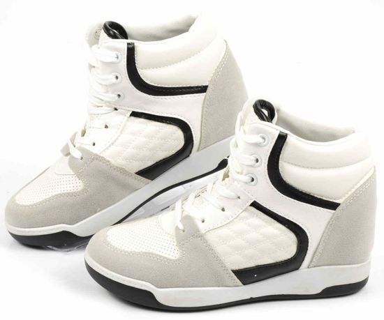 Trampki sneakersy na średnim koturnie /E10-3 Ae144 s218/ Białe