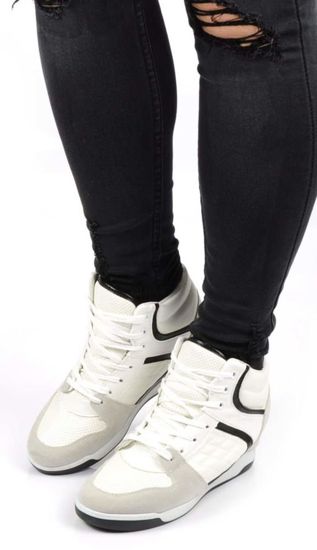 Trampki sneakersy na średnim koturnie /E10-3 Ae144 s218/ Białe