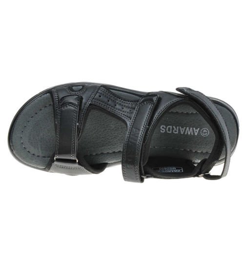 Czarne sandały męskie na rzepy /X1-3 6113 S490/