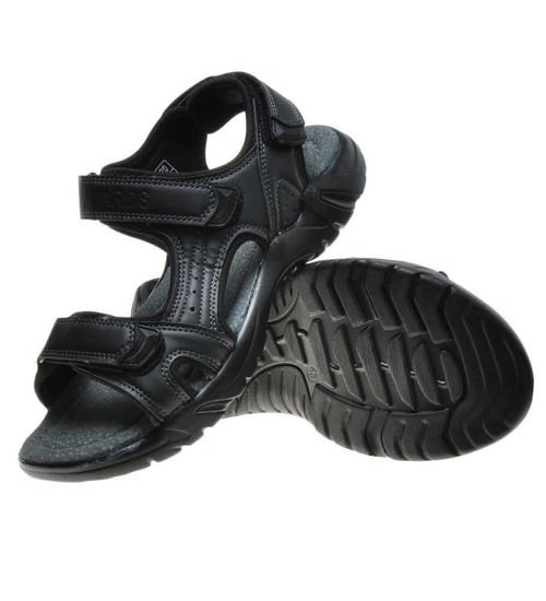 Czarne sandały męskie na rzepy /X1-3 6113 S490/