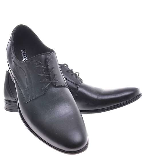 Czarne buty męskie z naturalnej skóry /533 010 S714/