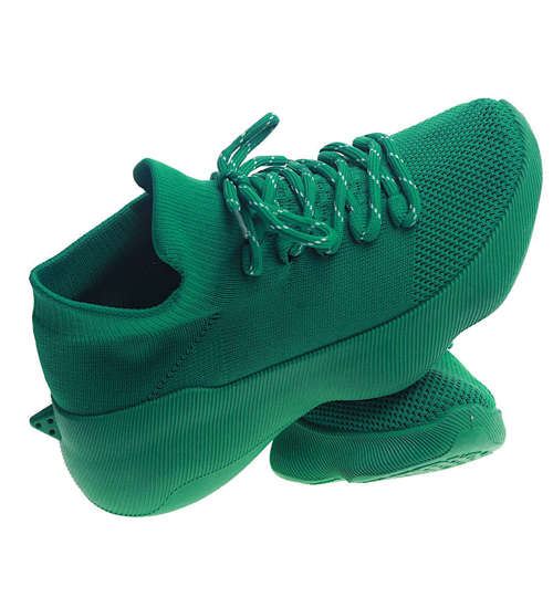 Zielone buty sportowe na niskim koturnie i platformie /G4-3 13511 T236/