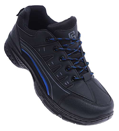 Czarne sportowe buty męskie trekkingowe /B1-1 14680 T430/