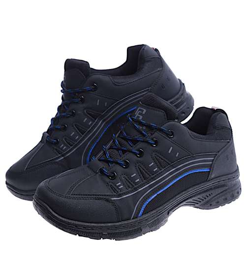 Czarne sportowe buty męskie trekkingowe /B1-1 14680 T430/