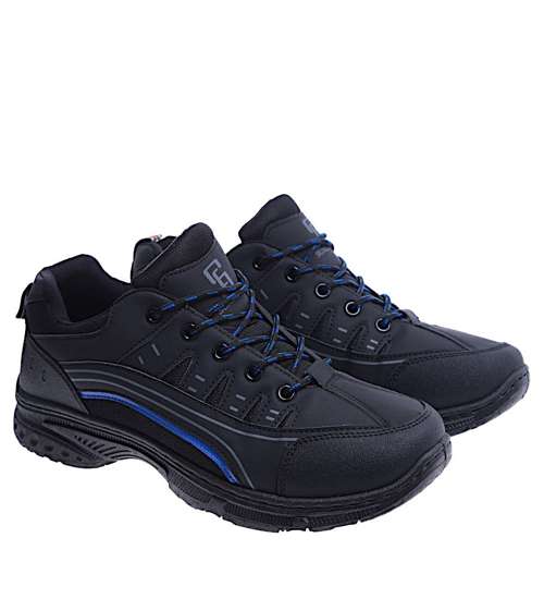 Czarne sportowe buty męskie trekkingowe /B1-1 14680 T430/