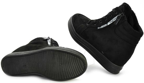 Zamszowe trampki sneakersy na koturnie CZARNE /D8-3 1287 S324/