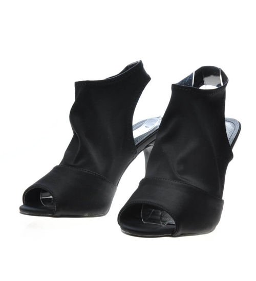 Elastyczne damskie sandały na szpilce Czarne /E10-2 4853 S199/