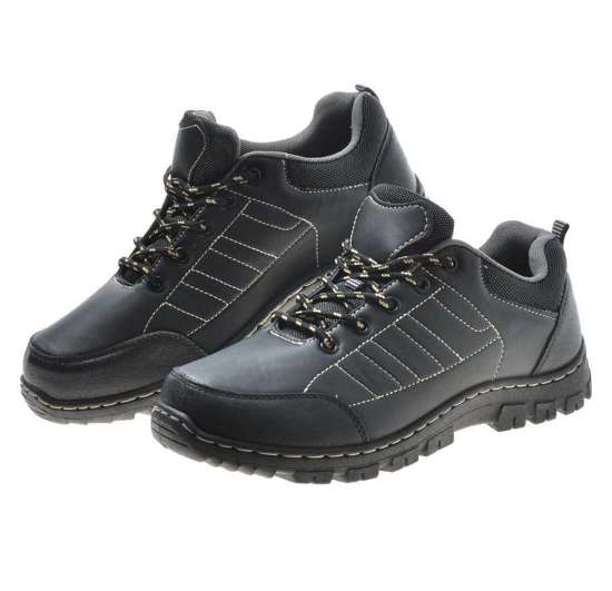 Sznurowane męskie buty trekkingowe Czarne /G12-1 9727 S400/