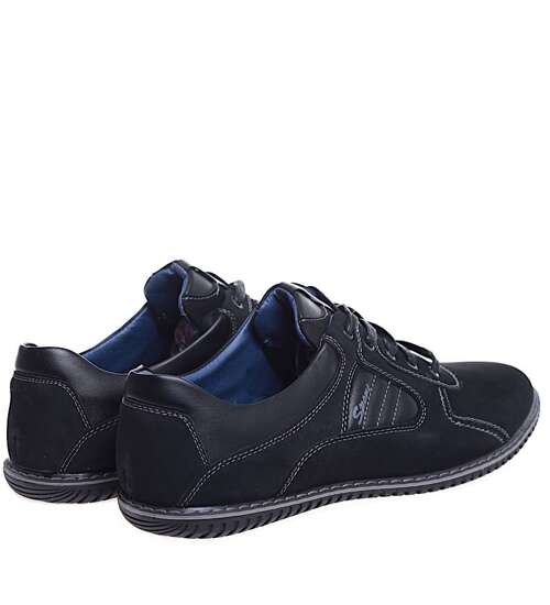 Sznurowane męskie półbuty czarne pantofle /B5-1 16030 T333/