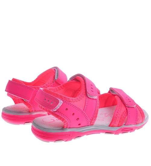 Różowe dziewczęce sandały z rzepem /B4-3 11770 T393/