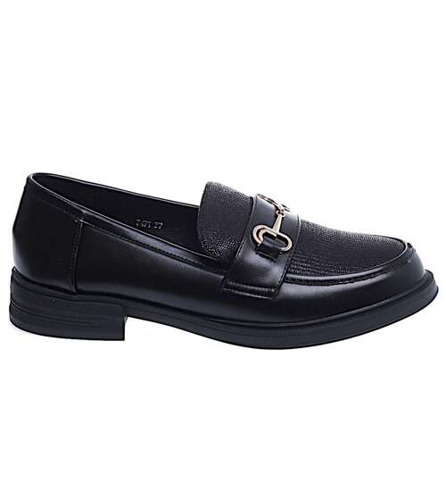 Wsuwane wiosenne czarne loafersy damskie /C2-1 15482 T249