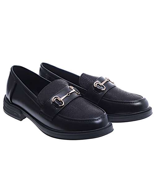 Wsuwane wiosenne czarne loafersy damskie /C2-1 15482 T249