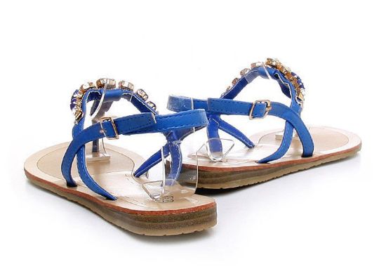 Sandały japonki z cyrkoniami /F4-2 Y146 Sx0172/ Niebieskie