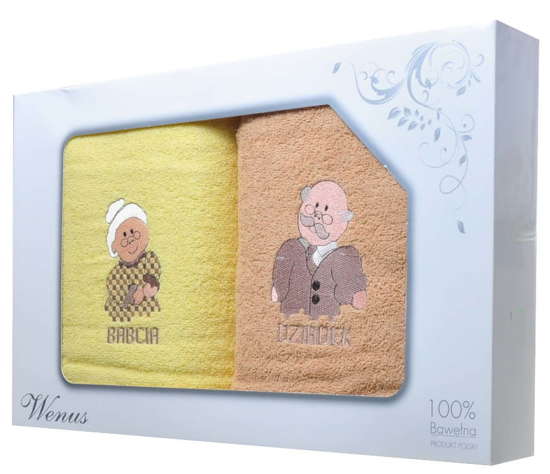 Prezent dla babci i dziadka- zestaw bawełnianych ręczników 70x140 /C3-2 BiD-73 S329/