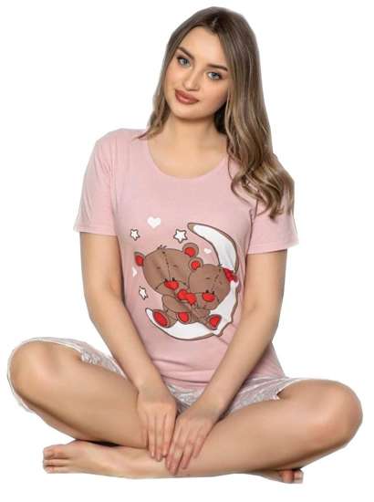 Różowa piżama damska z misiem /C1-1 7626 S192/