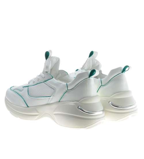 Sneakersy na platformie Białe /E2-2 9646 S297/ 