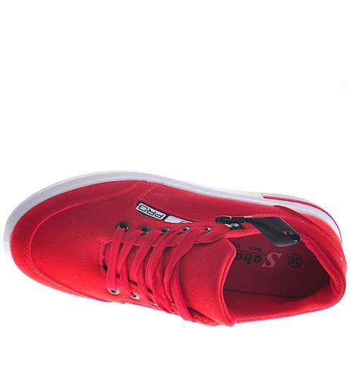 Czerwone sneakersy damskie /D9-3 11527 T338/