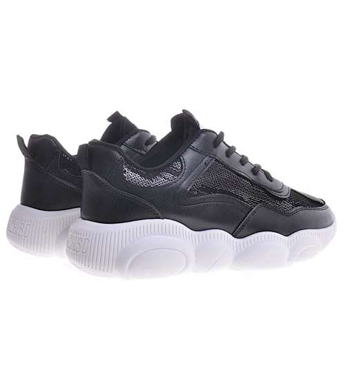 Sznurowane czarne buty sportowe /B1-3 11918 T198/