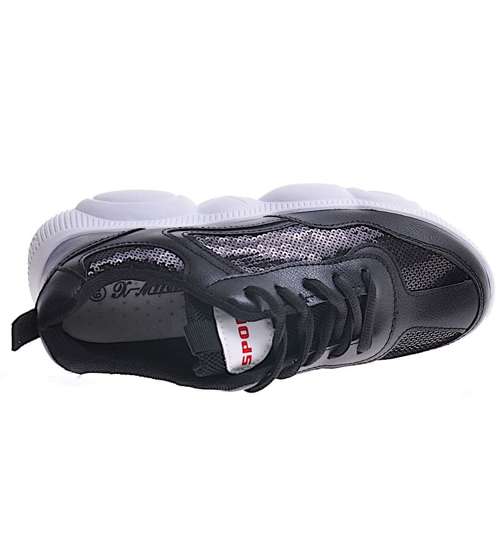 Sznurowane czarne buty sportowe /B1-3 11918 T198/