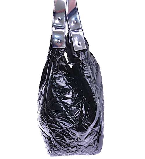 Pojemna czarno srebrna torebka Shopper Bag F/B /H2-K48 TB388 M595/