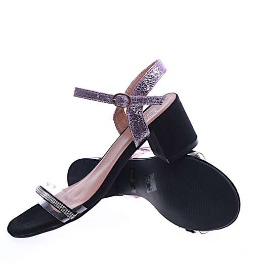 Przepiękne czarne sandały na grubym obcasie /G2-2 14230 S195/