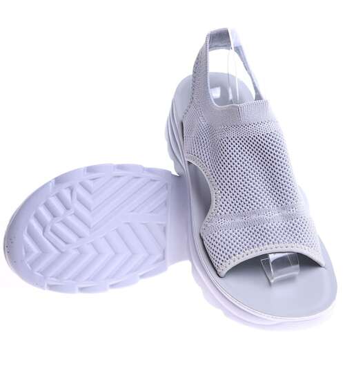 Szare elastyczne sandały na platformie /G11-2 16188 T441/