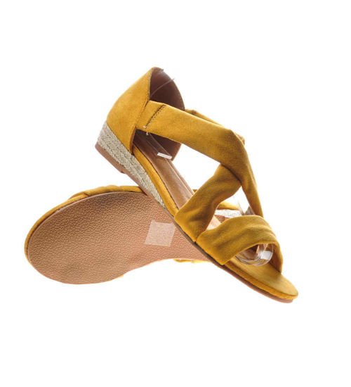 Żółte sandały espadryle z miękkiego zamszu /X3-4 4798 S272/
