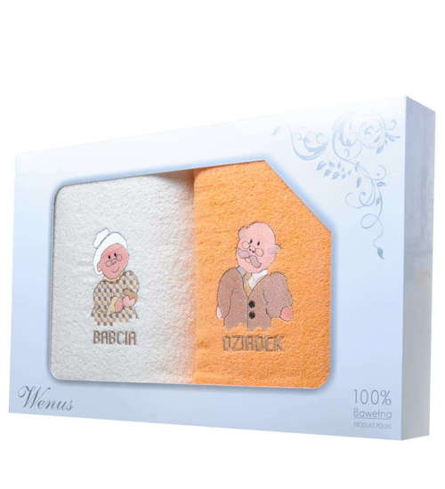Prezent dla Babci i Dziadka- zestaw bawełnianych ręczników 70x140 /C4-3 BiD-77 S329/