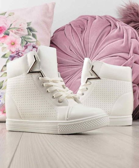 Białe trampki sneakersy na koturnie D8-3 2248 S213/