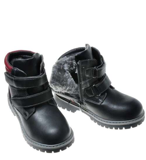 Ocieplane chłopięce buty z wysoką cholewką BLACK/Bor /X4-3 7040 S216/