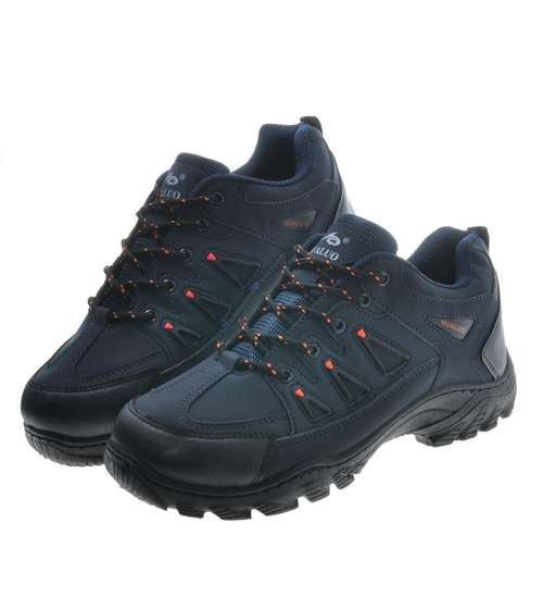 Sznurowane męskie buty trekkingowe Granatowe /G4-1 9769 S492/