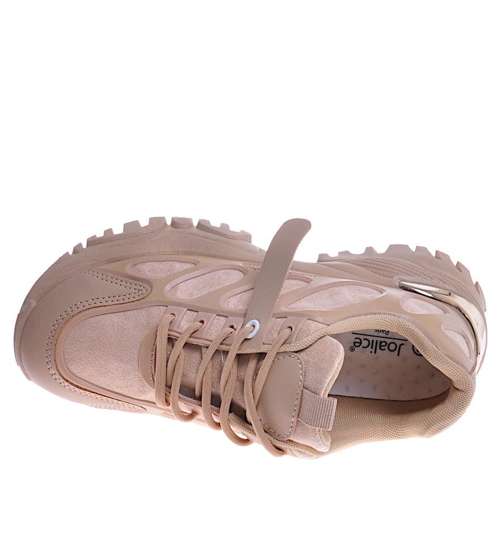 Sznurowane sneakersy damskie Khaki /A9-3 10669 W415/