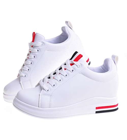 Damskie buty sportowe na koturnie Białe /E1-3 12402  S493/ 