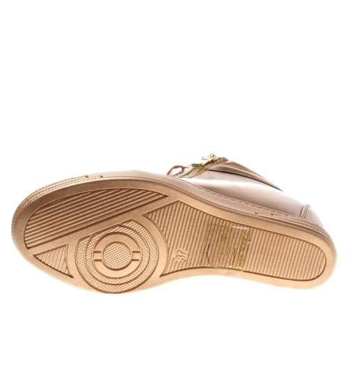 Modne trampki sneakersy na ukrytym koturnie Brązowe /G12-3 7202 S253/