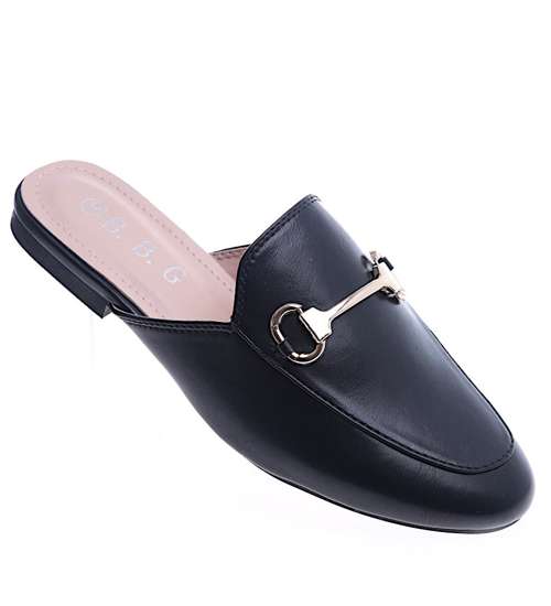 Czarne pikowane klapki buty na lato /B5-2 14173 T138/