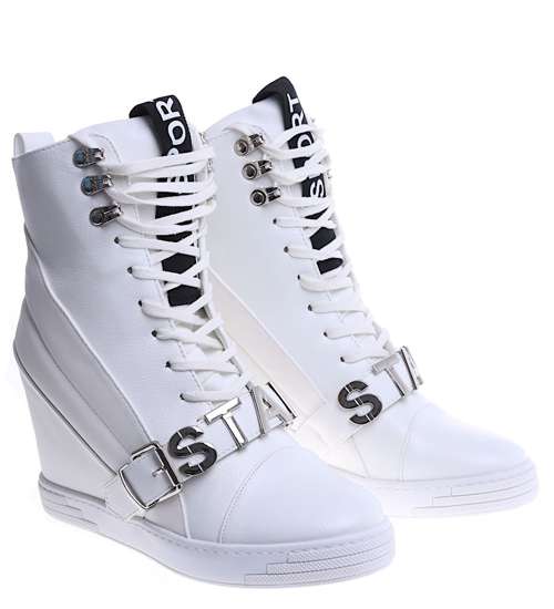 Białe damskie trampki sneakersy na koturnie Seastar /E2-3 14905 T937/