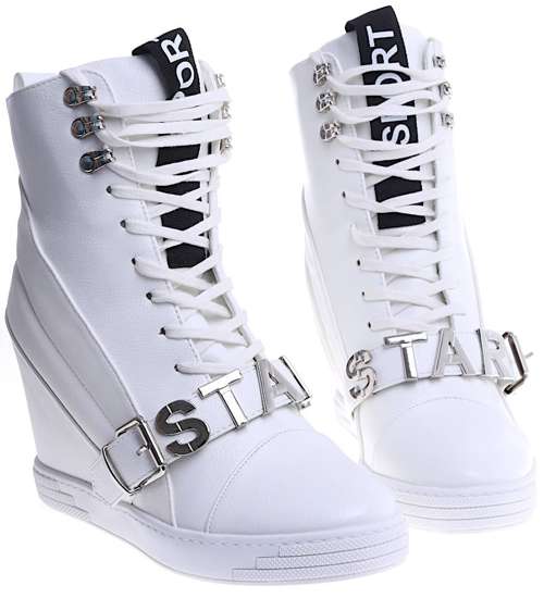 Białe damskie trampki sneakersy na koturnie Seastar /E2-3 14905 T937/