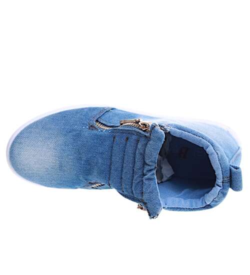 Niebieskie jeansowe dziewczęce trampki z suwakami /G13-2 15535 T232/