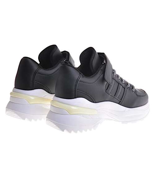 Damskie buty sportowe na platformie czarne /C3-2 12379 S298/ 